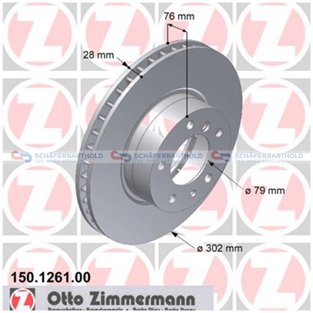 Bremseskive foraksel|-302mm ZIMMERMANN