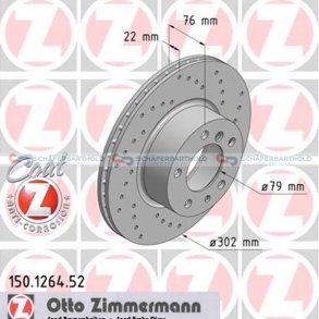 BremseskiveSport foraksel|Ø-302mm ZIMMERMANN