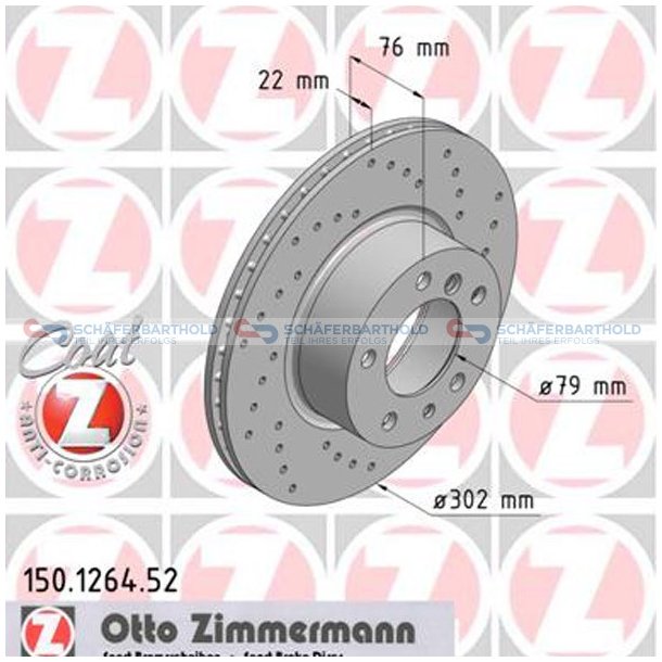 BremseskiveSport foraksel|-302mm ZIMMERMANN