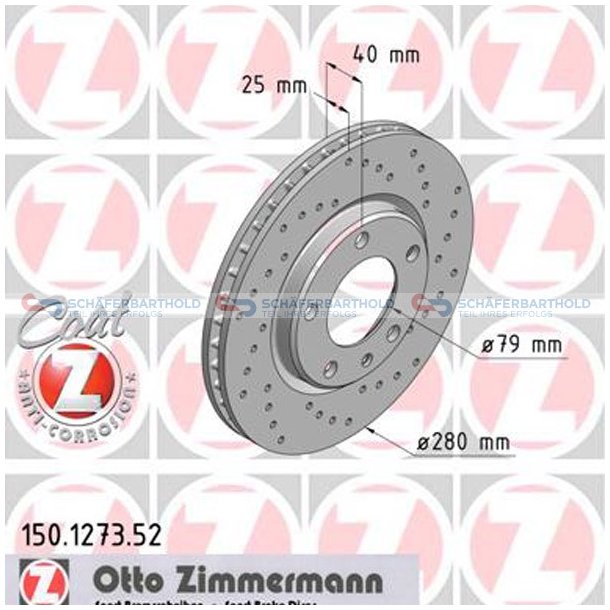 BremseskiveSport foraksel|-280mm ZIMMERMANN