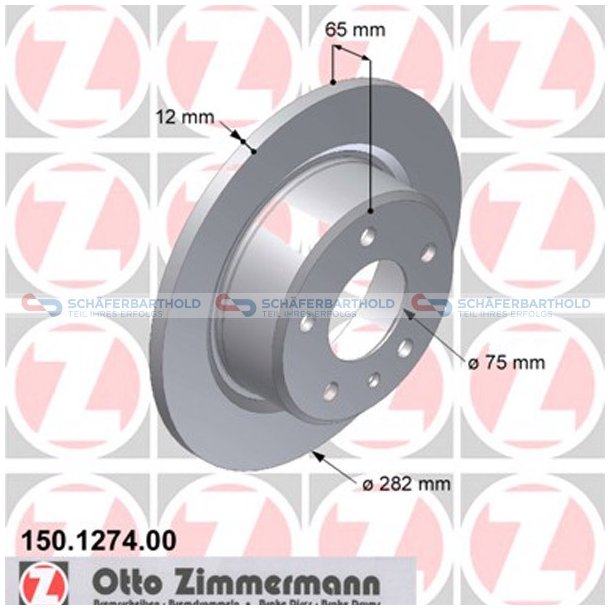 Bremseskive Bagaksel|-282mm ZIMMERMANN