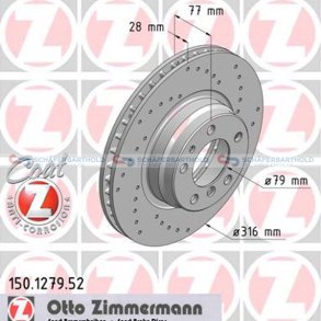 BremseskiveSport foraksel|Ø-316mm ZIMMERMANN