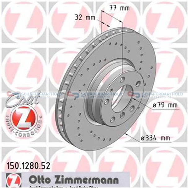 BremseskiveSport foraksel|-334mm ZIMMERMANN