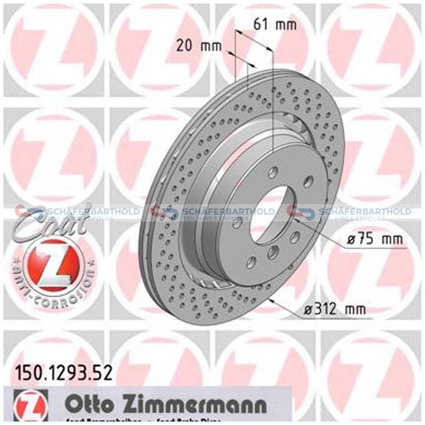 BremseskiveSport Bagaksel hjre|-312mm ZIMMERMANN