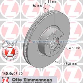 Bremseskive foraksel|Ø-348mm ZIMMERMANN