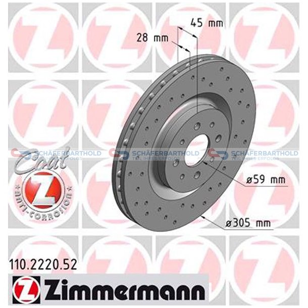 BremseskiveSport for -305mm|KBA 60872 ZIMMERMANN