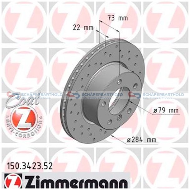 BremseskiveSport foraksel|-284mm ZIMMERMANN