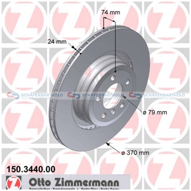 Bremseskive Bagaksel|-370mm ZIMMERMANN