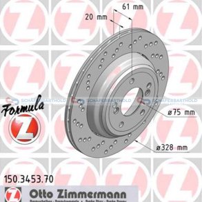 BremseskiveSport Formula Z Bagaksel venstre|Ø-328 