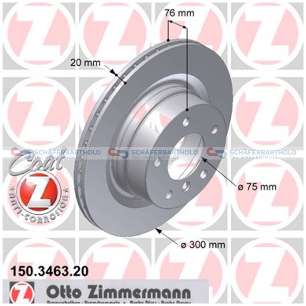 Bremseskive Bagaksel|-300mm ZIMMERMANN