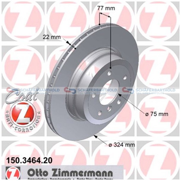 Bremseskive Bagaksel|-324mm ZIMMERMANN