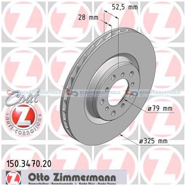 Bremseskive foraksel venstre|-325mm ZIMMERMANN