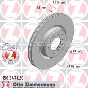 Bremseskive foraksel højre|Ø-325mm ZIMMERMANN