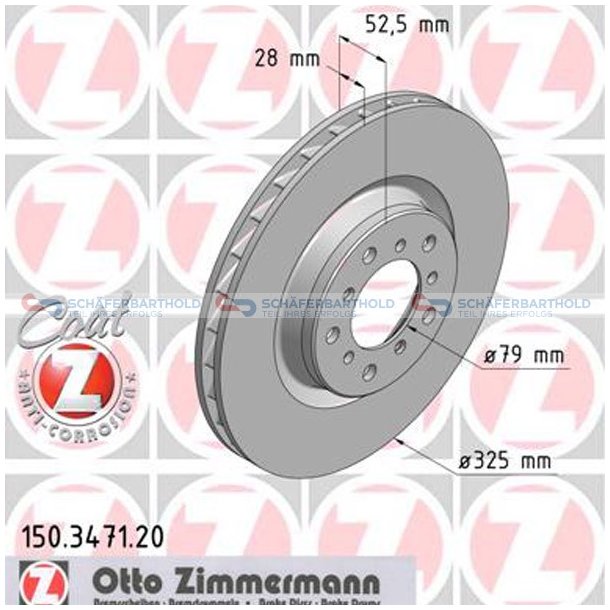 Bremseskive foraksel hjre|-325mm ZIMMERMANN