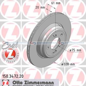 Bremseskive Bagaksel|Ø-328mm ZIMMERMANN
