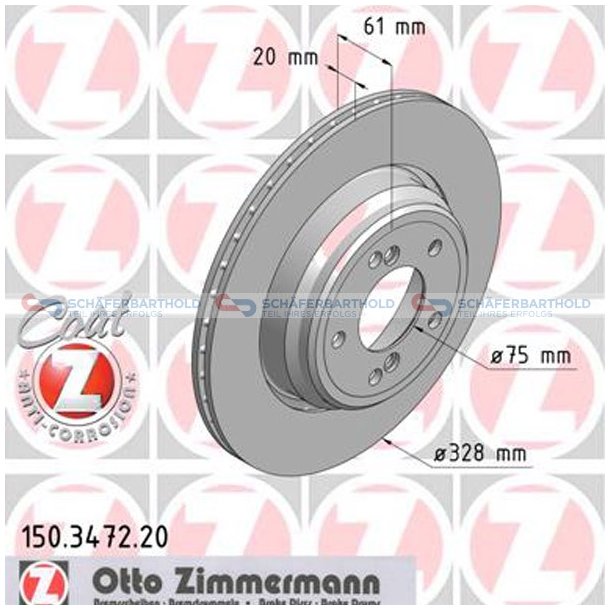 Bremseskive Bagaksel|-328mm ZIMMERMANN