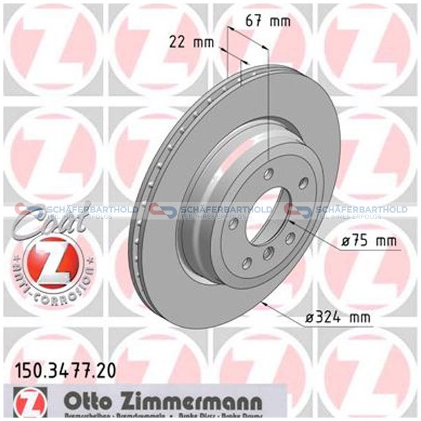 Bremseskive Bagaksel|-324mm ZIMMERMANN