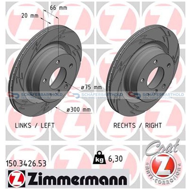 Bremseskive Bagaksel|-300mm ZIMMERMANN