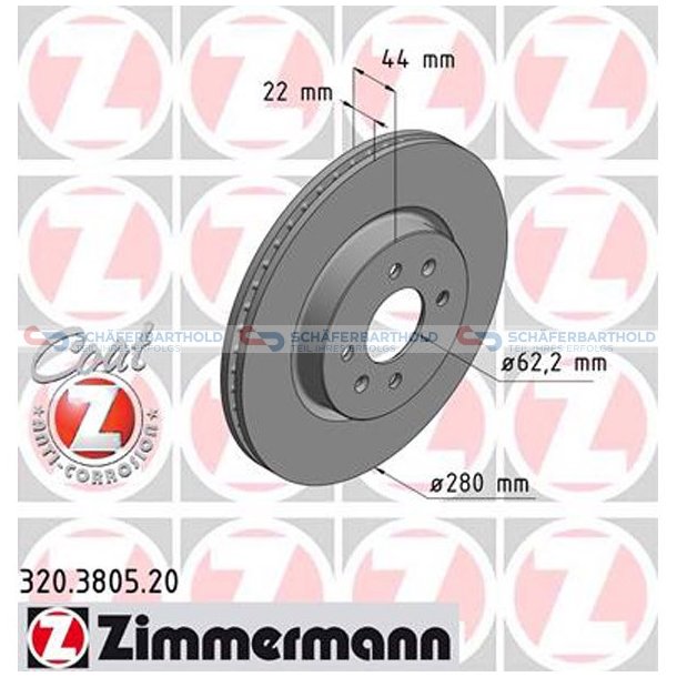 Bremseskive foraksel|-280mm ZIMMERMANN