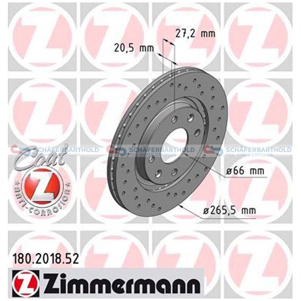 BremseskiveSport foraksel|-266mm ZIMMERMANN