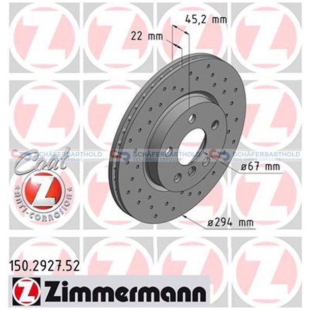 BremseskiveSport foraksel|-294mm ZIMMERMANN