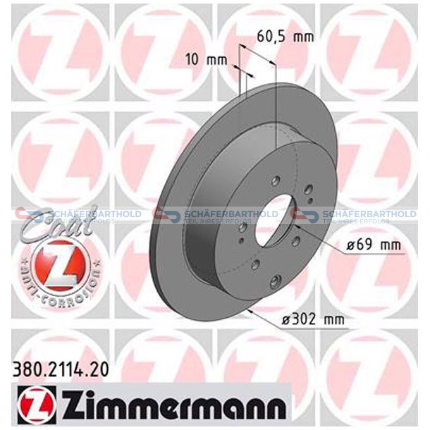 Bremseskive Bagaksel|-302mm ZIMMERMANN