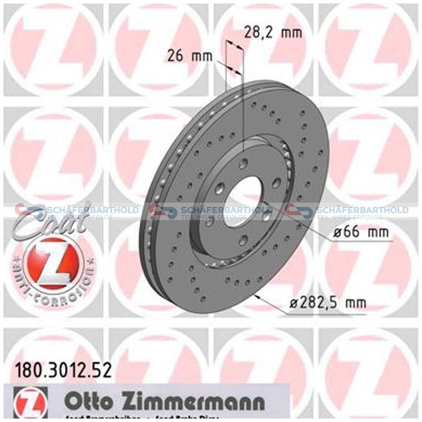 BremseskiveSport foraksel|-282mm ZIMMERMANN