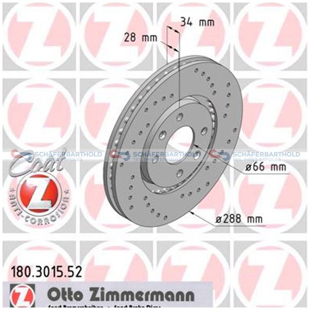 BremseskiveSport foraksel|-288mm ZIMMERMANN