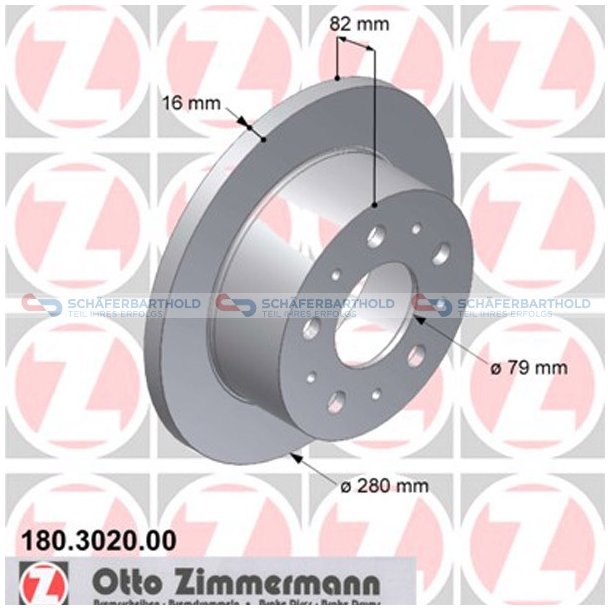 Bremseskive Bagaksel|-280mm ZIMMERMANN