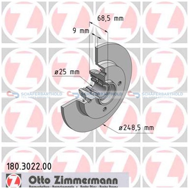 Bremseskive Bagaksel|-248mm ZIMMERMANN