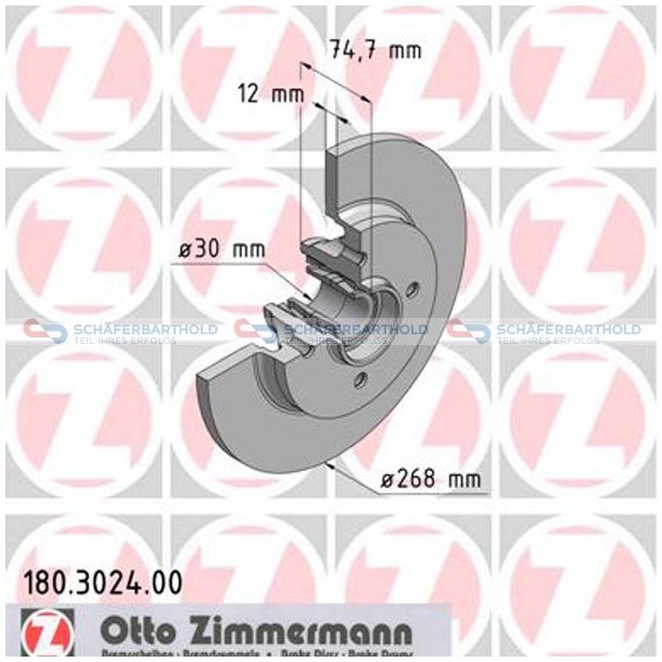 Bremseskive Bagaksel|-268mm ZIMMERMANN