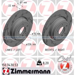 Bremseskive Bagaksel|Ø-336mm ZIMMERMANN