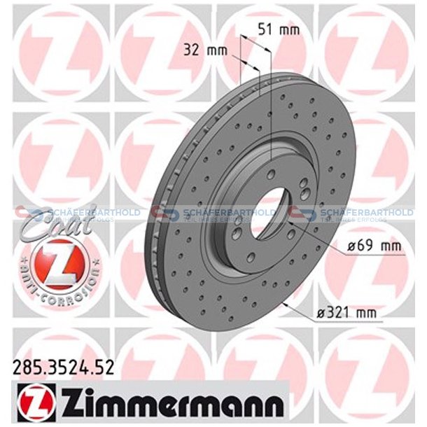 BremseskiveSport foraksel|-321mm ZIMMERMANN