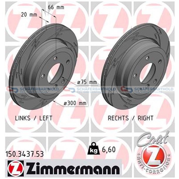 Bremseskive Bagaksel|-300mm ZIMMERMANN