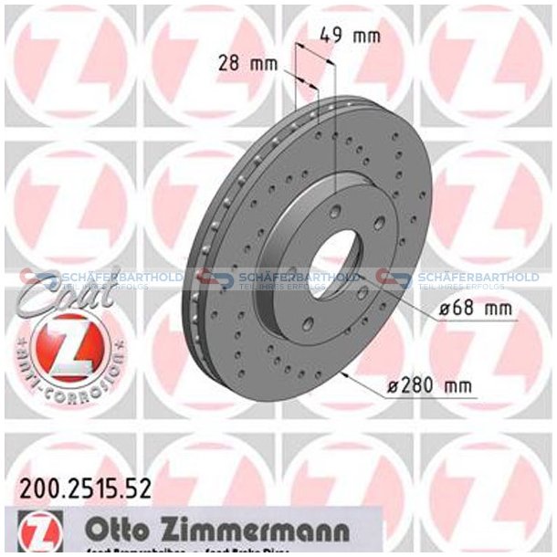 BremseskiveSport foraksel|-280mm ZIMMERMANN