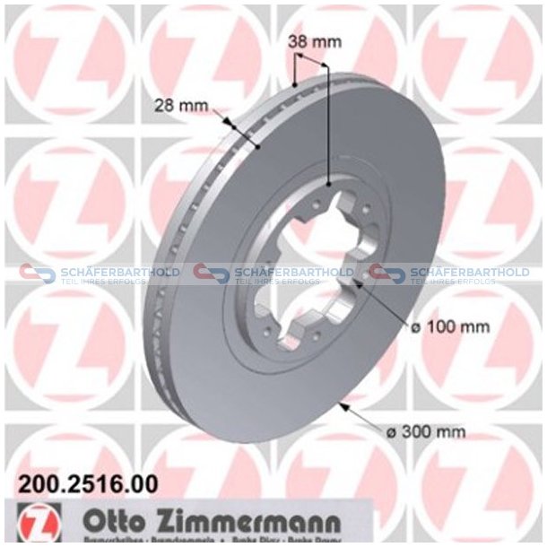 Bremseskive foraksel|-300mm ZIMMERMANN