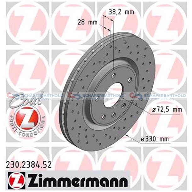 BremseskiveSport foraksel|-330mm|60872 ZIMMERMANN