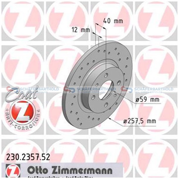 BremseskiveSport foraksel|-257mm ZIMMERMANN