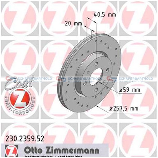 BremseskiveSport foraksel|-257mm ZIMMERMANN