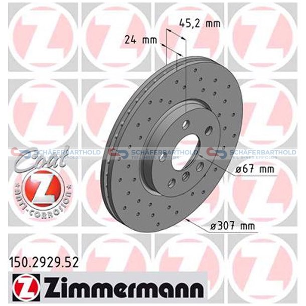 BremseskiveSport foraksel|-307mm|60872 ZIMMERMANN