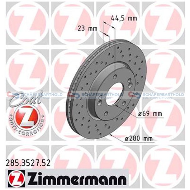 BremseskiveSport foraksel|-280mm|60872 ZIMMERMANN