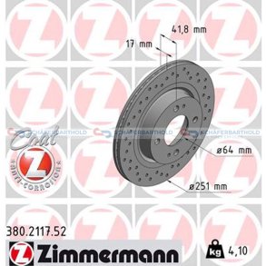 BremseskiveSport foraksel|Ø-251mm ZIMMERMANN