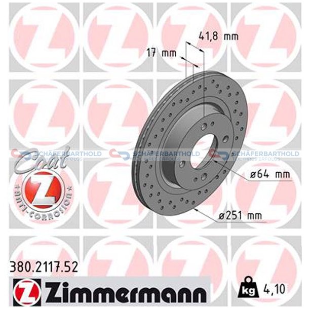 BremseskiveSport foraksel|-251mm ZIMMERMANN