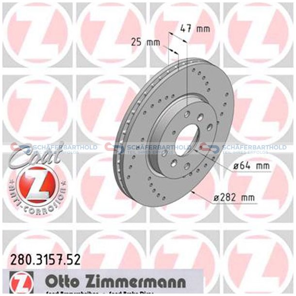 BremseskiveSport foraksel|-282mm ZIMMERMANN