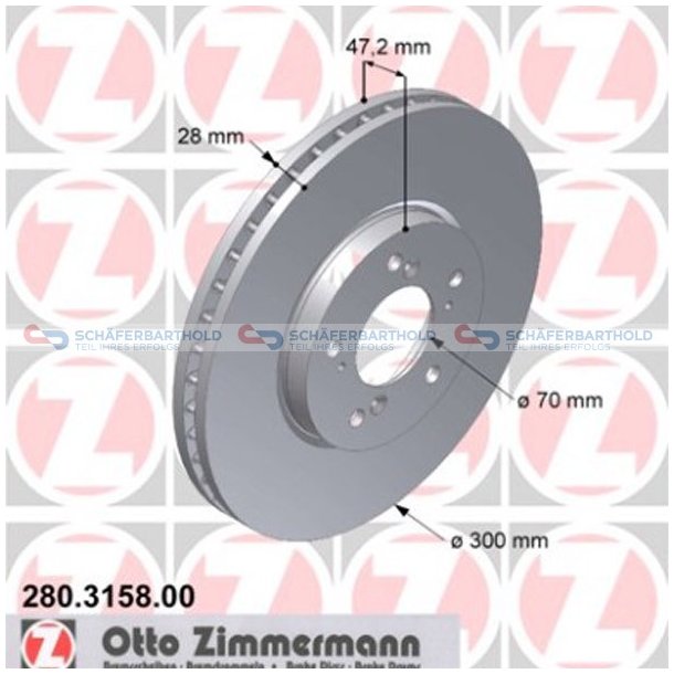 Bremseskive foraksel|-300mm ZIMMERMANN