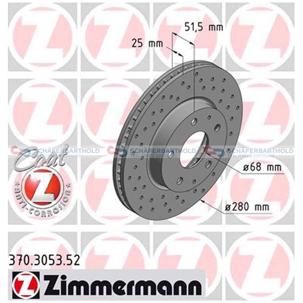 BremseskiveSport foraksel|-280mm|60872 ZIMMERMANN