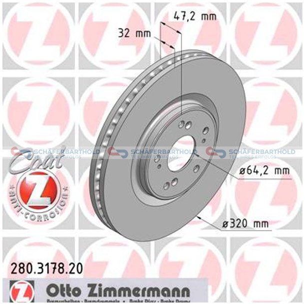 Bremseskive foraksel|-320mm ZIMMERMANN