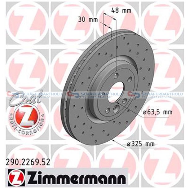 BremseskiveSport foraksel|-325mm|60872 ZIMMERMANN