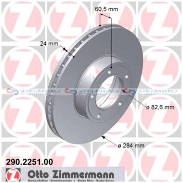 Bremseskive foraksel|-284mm ZIMMERMANN