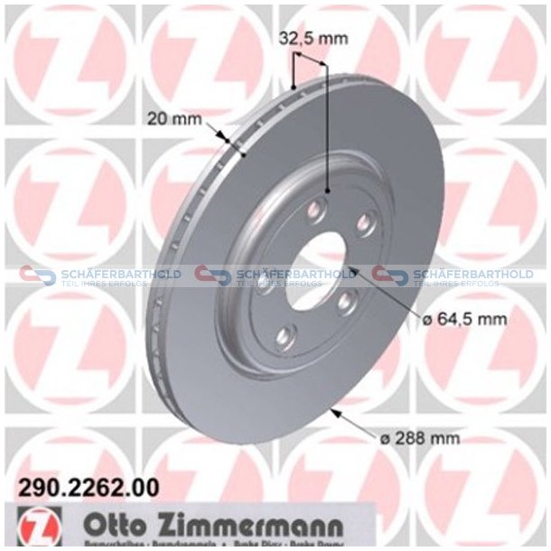 Bremseskive Bagaksel|-288mm ZIMMERMANN